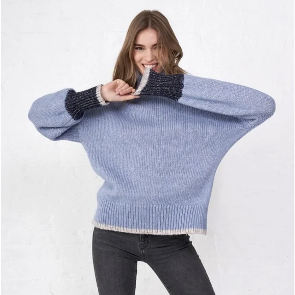 La Ligne Big Blue Oversized Chunky Turtleneck Sweater